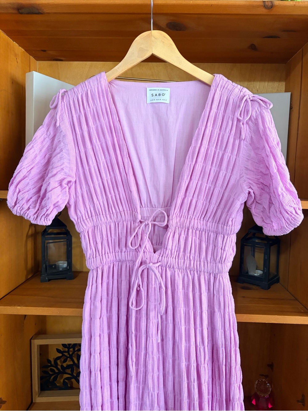SABO Lilac Textured Cottage Maxi Dress Size S Vacation Romance - Picture 5 of 8